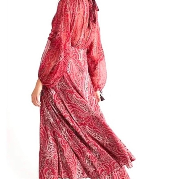 Free People Mirage Paisley Maxi Dress Red Mix Print Empire Waist Back Tie - Picture 6 of 8